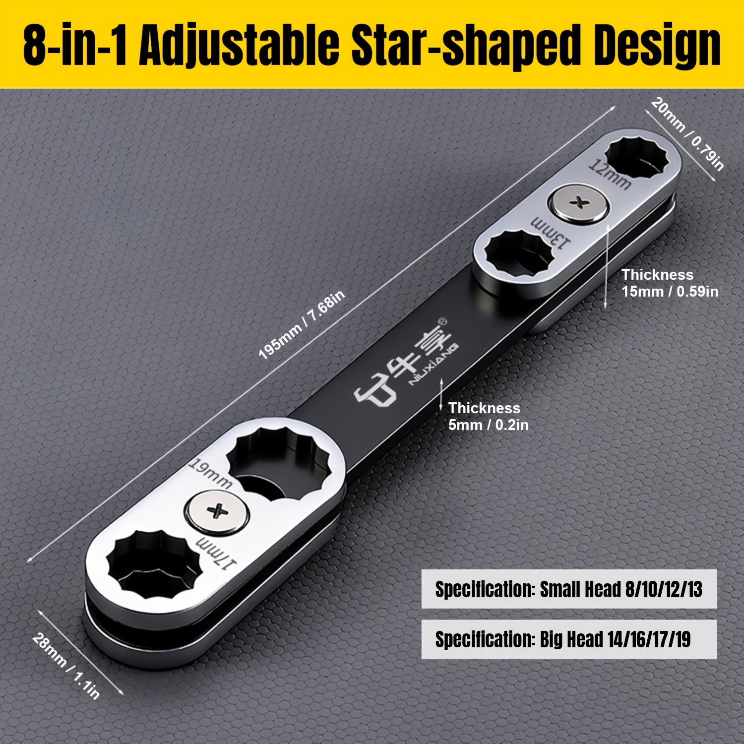 TEMU High Hardness 360 Degree Rotatable Adjustable In 1 Wrench With Multiple Functions, Manual Dual-use Open Adjustable Wrench