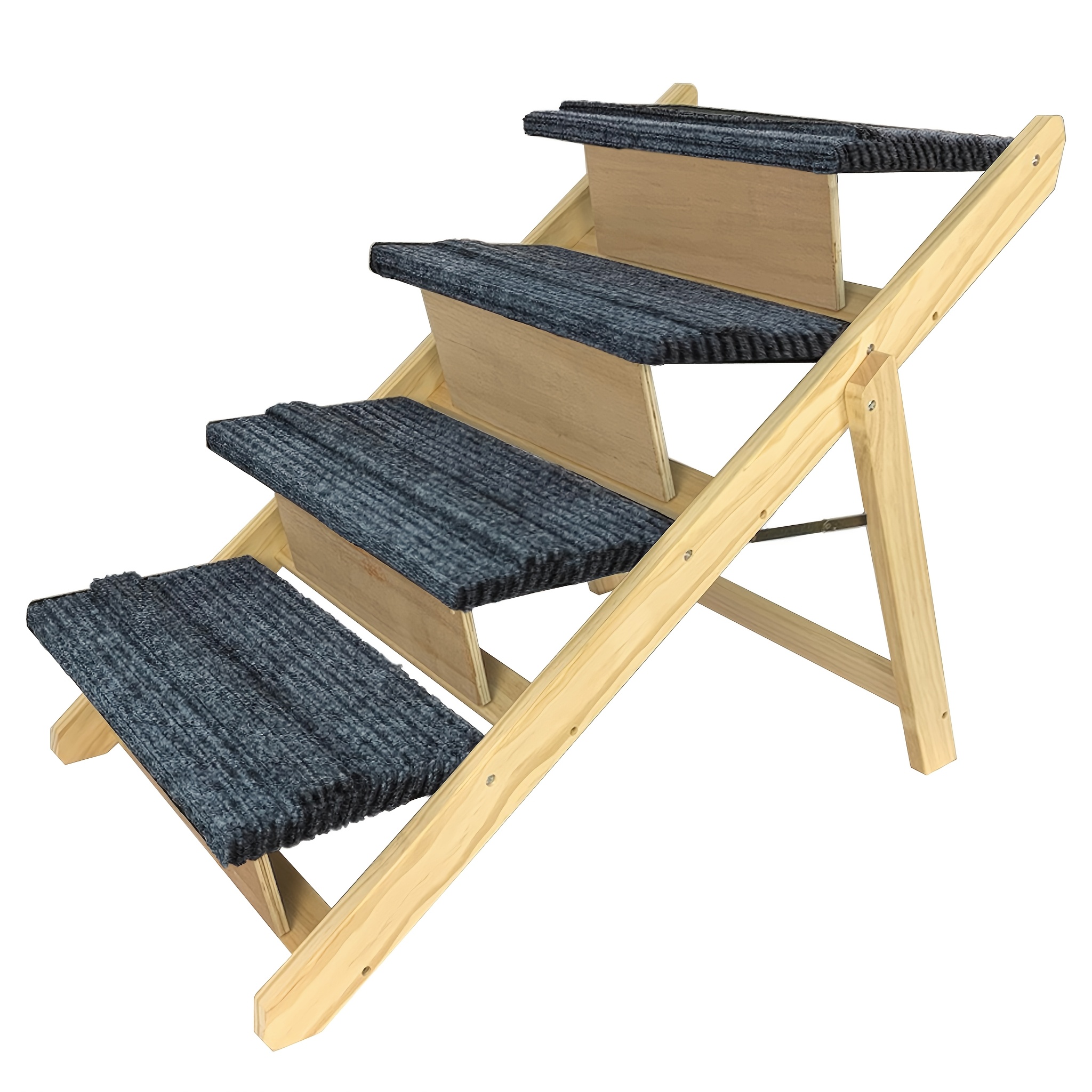 Image of 2-in-1 Dog Stairs, Wooden Dog Ramp, Foldable Cat Stairs, Non-slip Cat Ladder, Pet Stairs For Small Dogs, Older Cats, 100x46x9cm