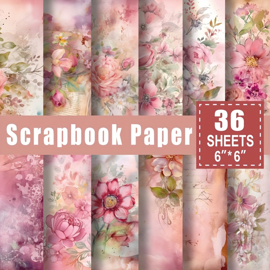 

36 Sheets Scrapbook Paper Pad In 6*6", Art Craft Pattern Paper For Scrapingbook Craft Cardstock Paper, Diy Decorative Background Card Making Supplies – Rosa Chinensis Flowers