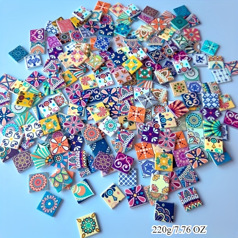 Image of 220g/7.76oz Mixed Color Diy Mosaic Decorative Tiles, 3d Beautiful Mosaic Pieces In Colors And Patterns For Home Decoration, Craft Art Projects, Supplies Kit, Diy Craft Materials