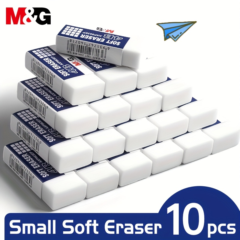 

Pack Of 10 M&g Small 4b White Erasers, Compact Pencil Erasers, No Residue Eraser, Mess-free Art Drawing Eraser, Rectangular Bulk Erasers Suitable For School And Office Use.