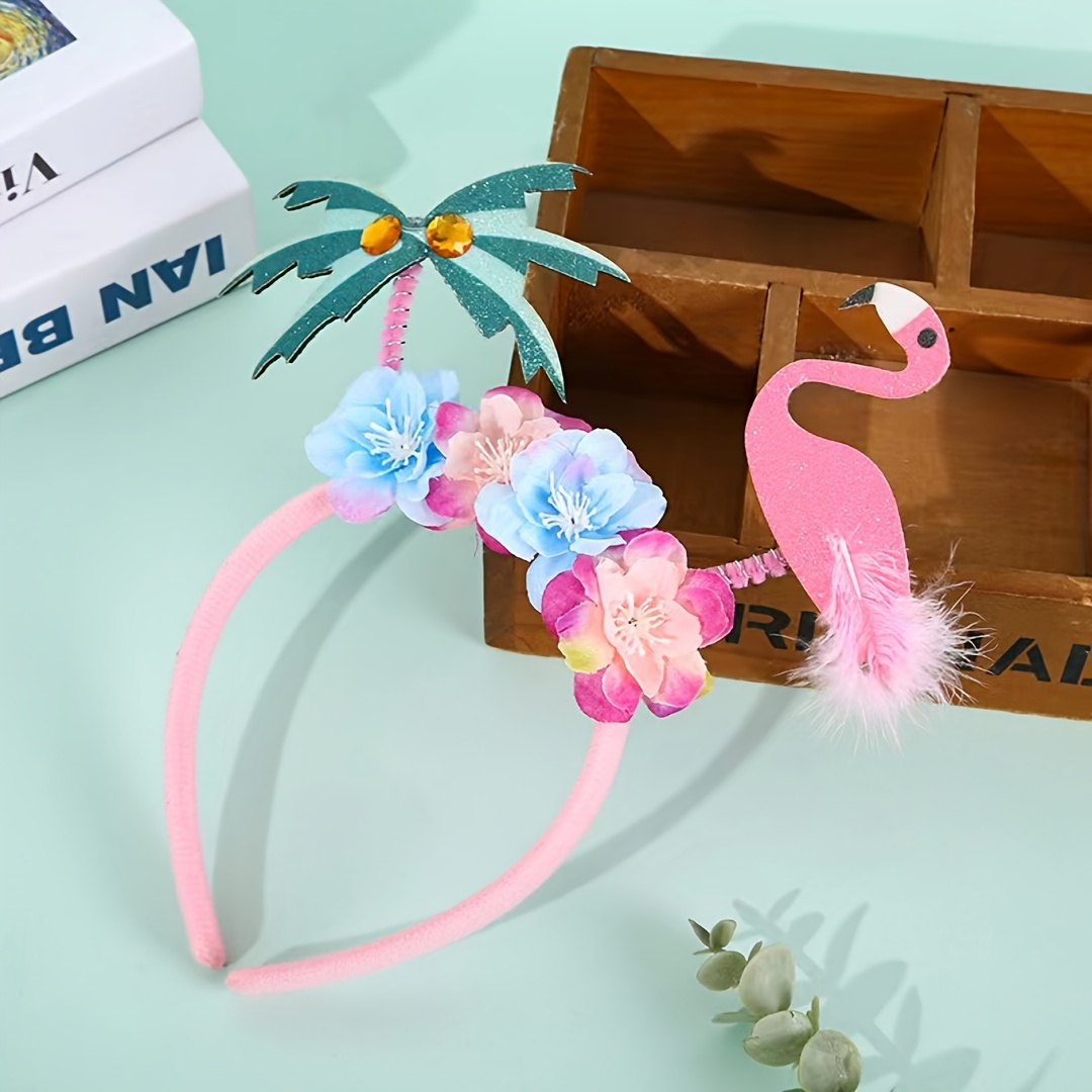 E-shop 1 Stück Hawaiianische Party Flamingo Dekoration Kokospalmen Strand Stirnband