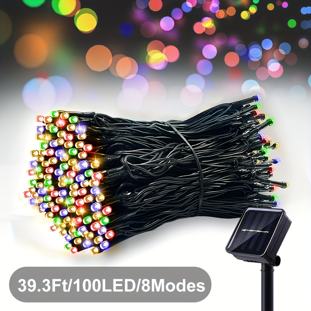 TEMU Outdoor Solar Led String Lights - In 1pc With Options Of /100 Leds And Lengths Of 16/23/39ft, Ip65 Twinkling Fairy Lights Are Perfect For