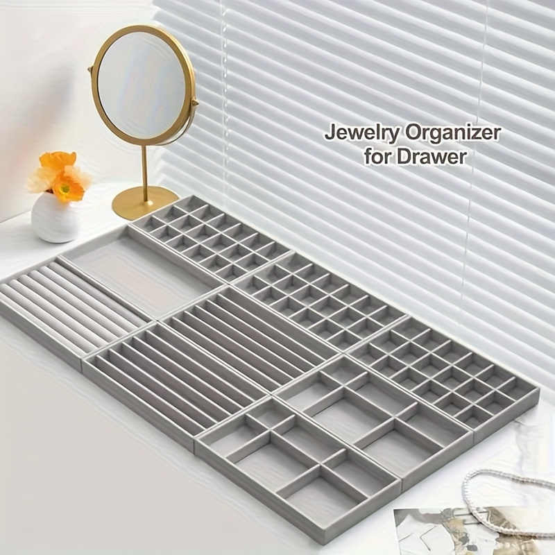 9pcs Jewelry Organizer Trays With Multiple Compartments - Dust-proof Earring & Ring Storage Box, Drawer Organizer For Jewelry Display, Travel-friendly Accessory Case