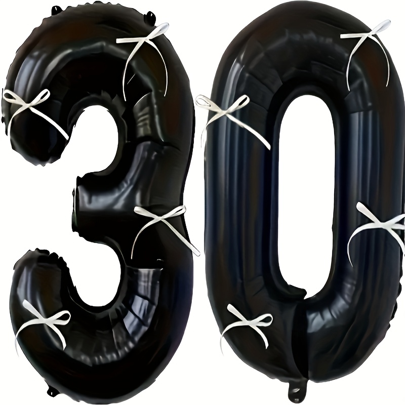 Image of 10/16/18/20/21/25/30/40/ Years Old Digital Balloon Suit With Black Bowknot, Indoor And Outdoor Decoration, Party Birthday And New Year's Activities
