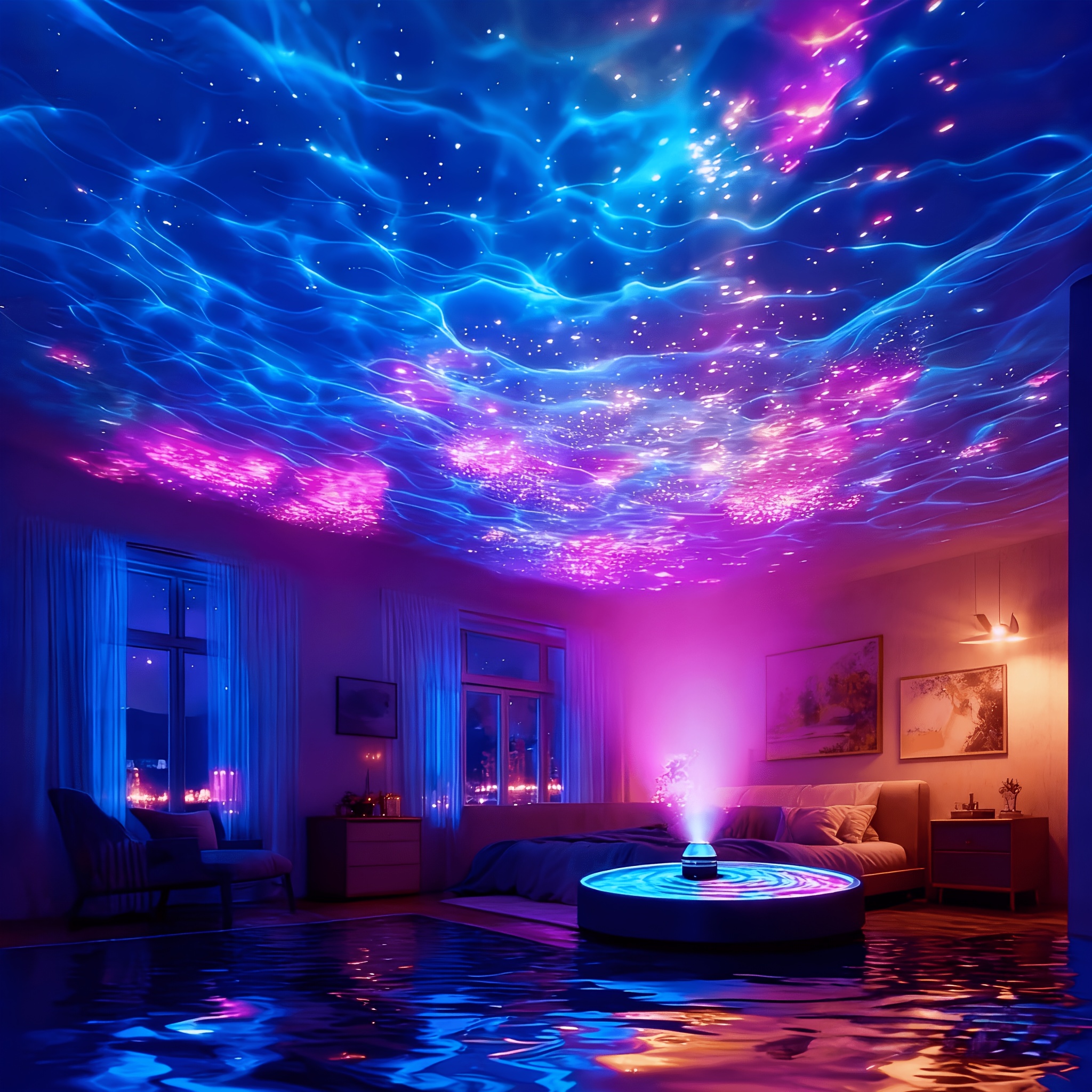 TEMU 3pcs (projector Light With Underwater Wave Effect And Usb Cable And Remote Control) Featuring Multiple Color Lighting , This Set Makes The