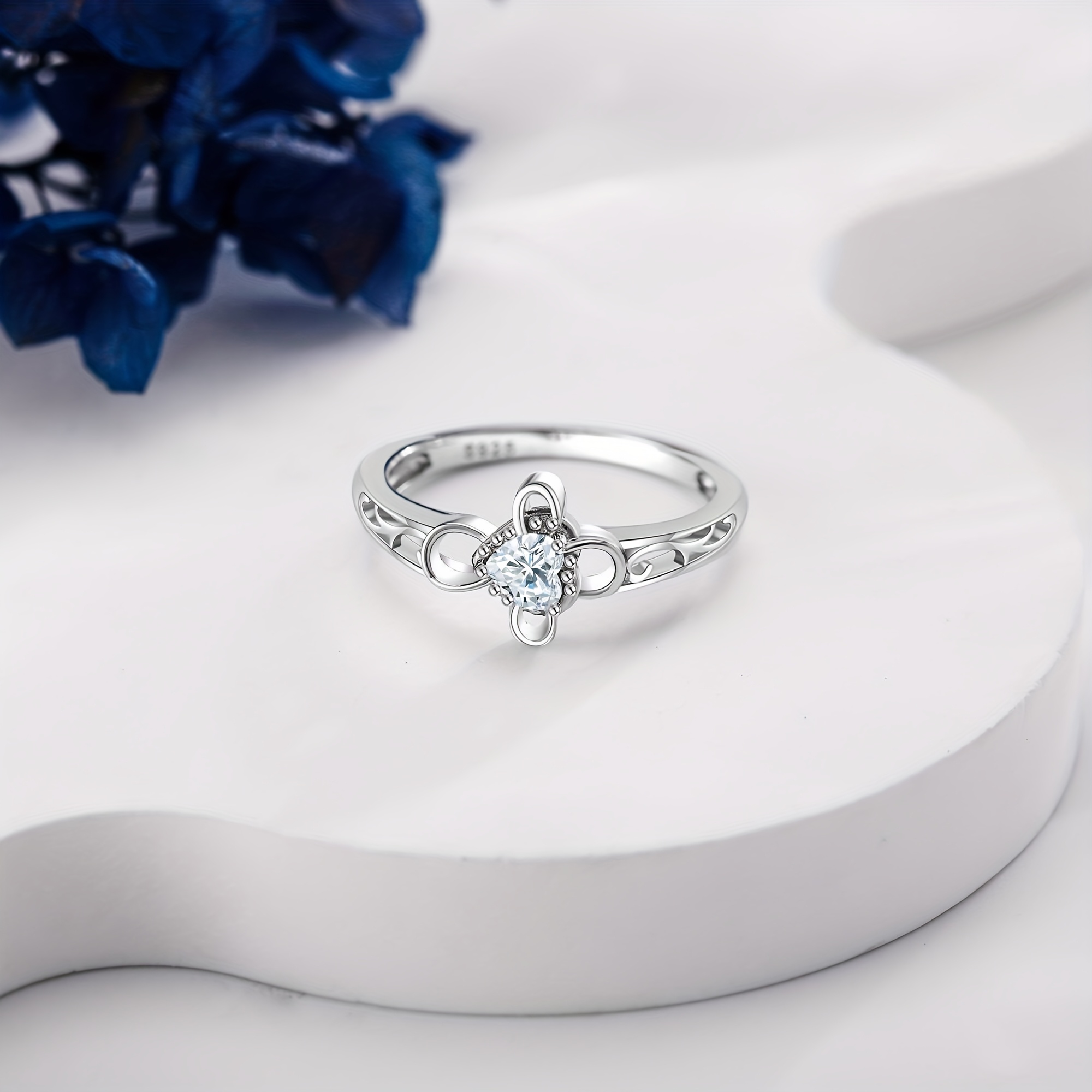 Cross Ring for Women Sterling Silver Heart Faith Ring