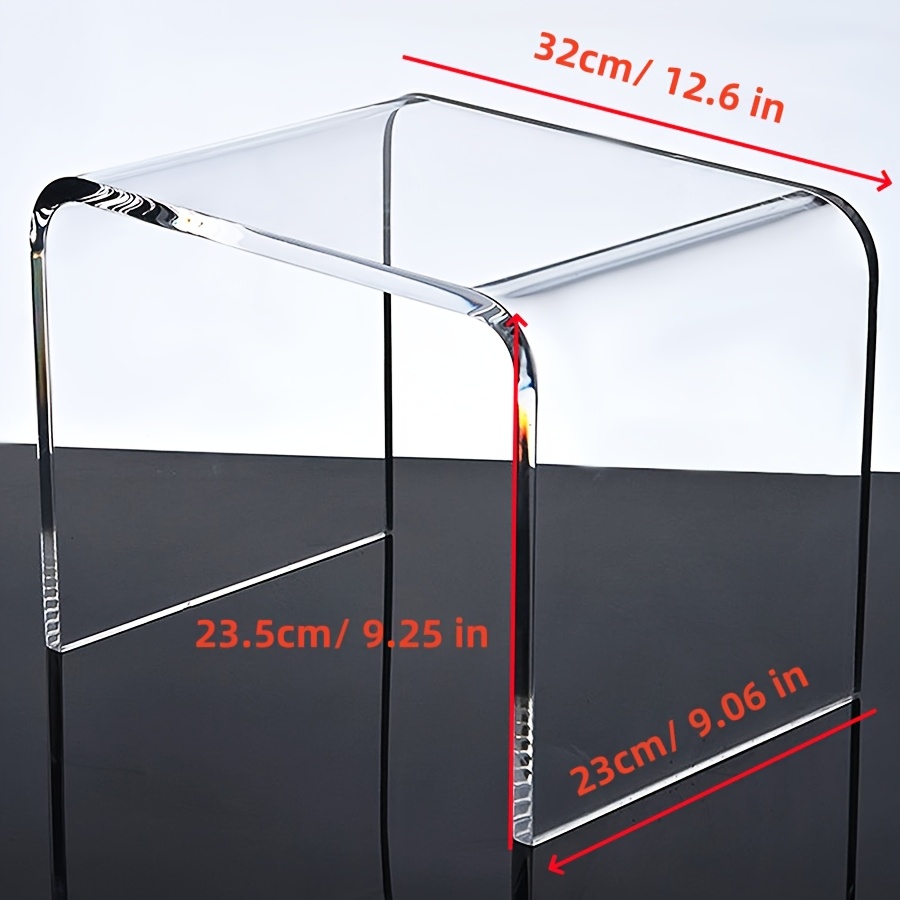 Image of [durable Build] Clear Acrylic U-shaped Ottoman - Modern Minimalist Stool For Bedroom, Office, Or Living Room - For Decor, Bedroom Storage Solution | Contemporary Design | Clear Acrylic Design