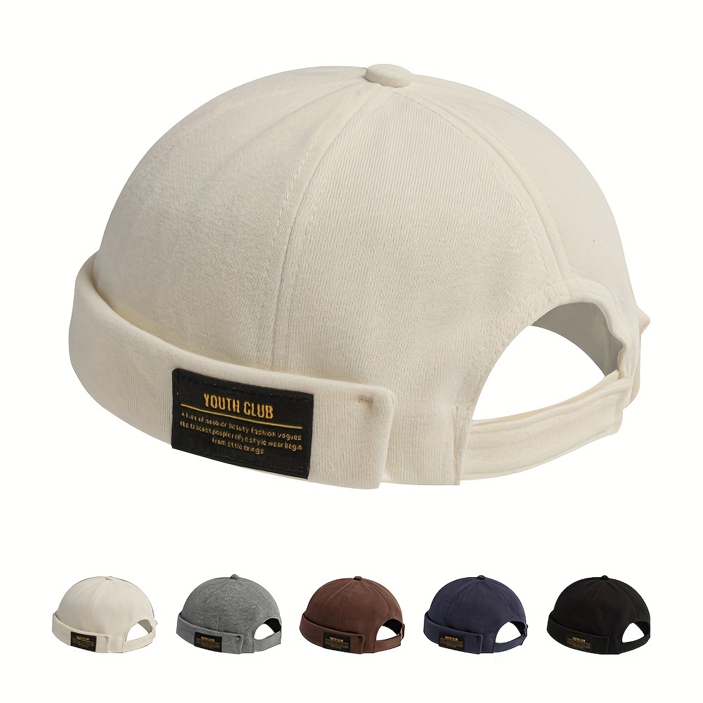 

Breathable Pure Cotton Brimless Skull Cap, Unisex Docker Durable Solid Color Adjustable Cap, For Men Women