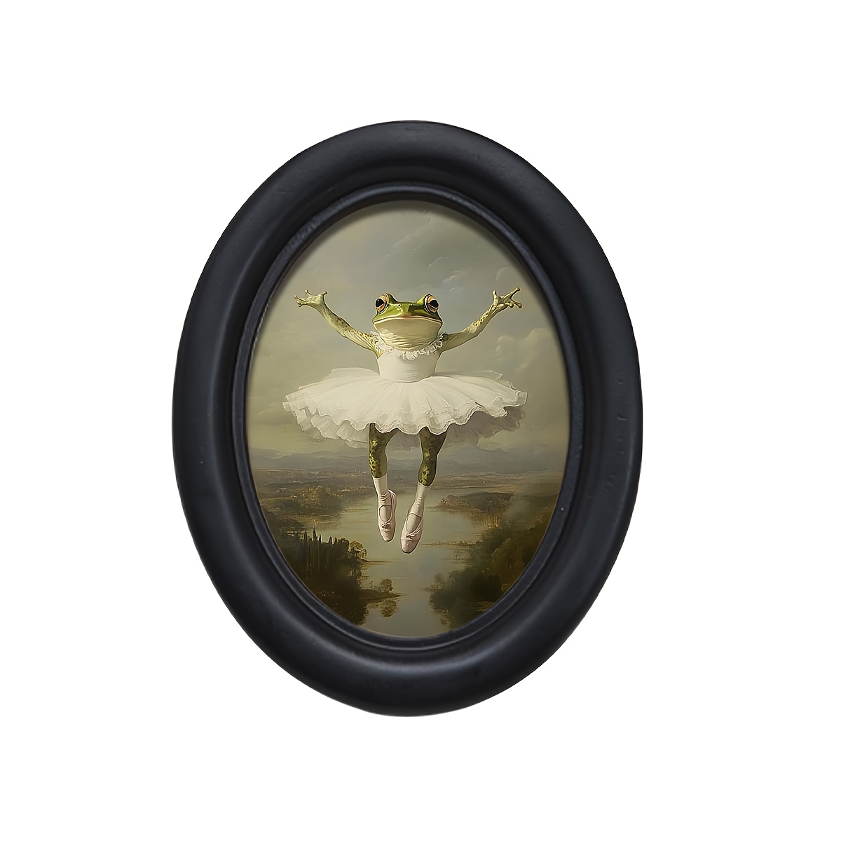 E-shop 1 Stück, Ballettfrösche im Flug 3D Ovaler Holzrahmen Fotorahmen (4,16 * 5,25), Handgefertigter , Wohnzimmer Schlafzimmer Wanddekoration,