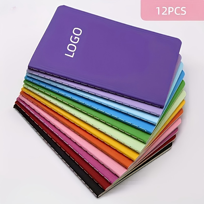 TEMU Confezione da 12 quaderni laser A6 sfusi adatti per ufficio, , regali promozionali - Logo/Testo/ personalizzati, rilegatura con (viola, blu,