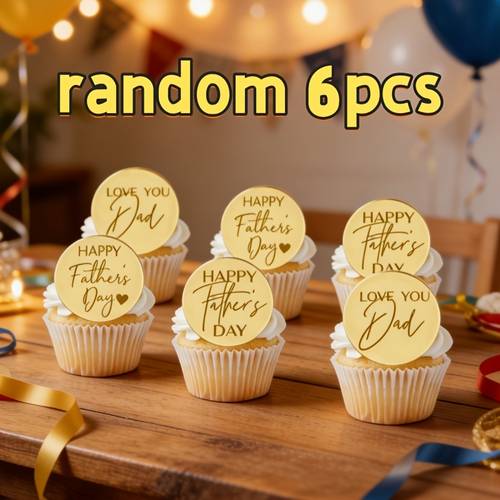 random 6pcs 15pcs fathers day cake toppers set cupcake toppers for dad happy fathers day best dad ever golden acrylic cake decorations for fathers day party