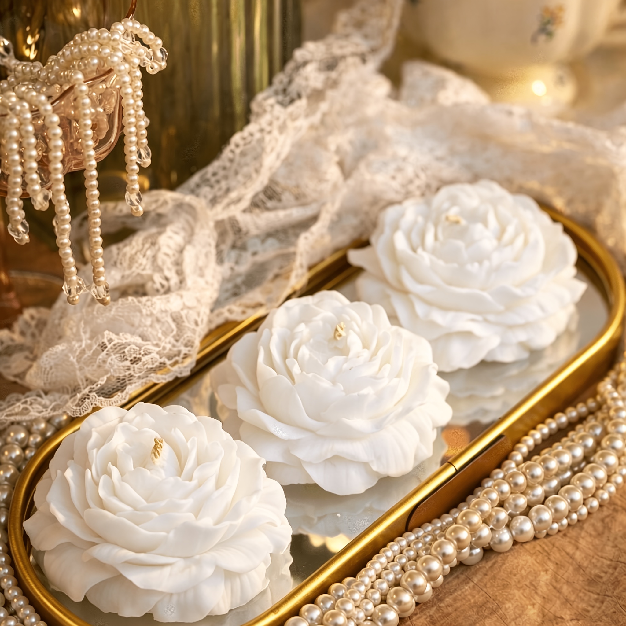Gift for Her/Him 3pcs White Peony Scented Candles Gift Set Favor, for Baby Shower, Wedding Favors Gift Basket, Bridal Shower Decor, Home Decoration, Mother'S Day Gift, Thanksgiving, Anniversary Gifts, Valentine'S Day Gifts