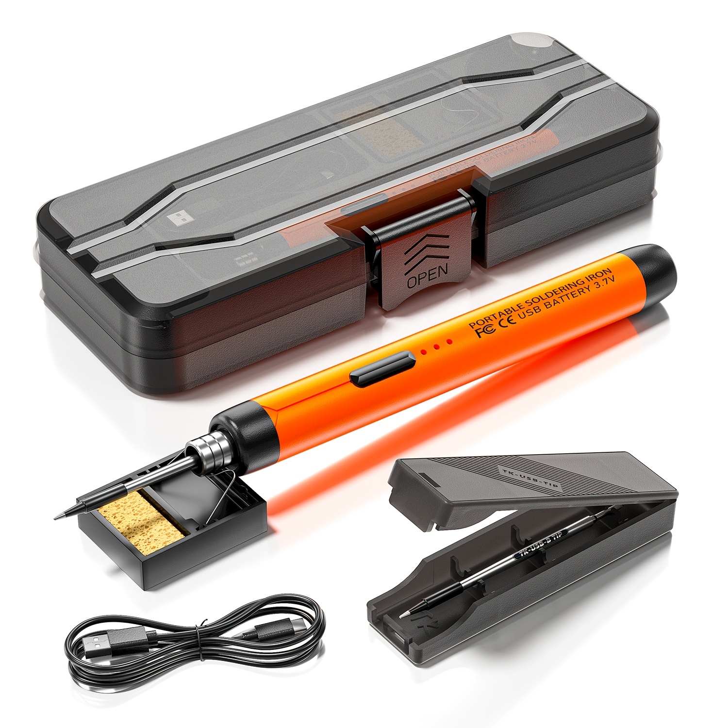 Pistola de Soldar USB Portátil con 3 Ajustes de Temperatura, Soporte y Caja de Almacenamiento - Ideal para Proyectos DIY Eficientes