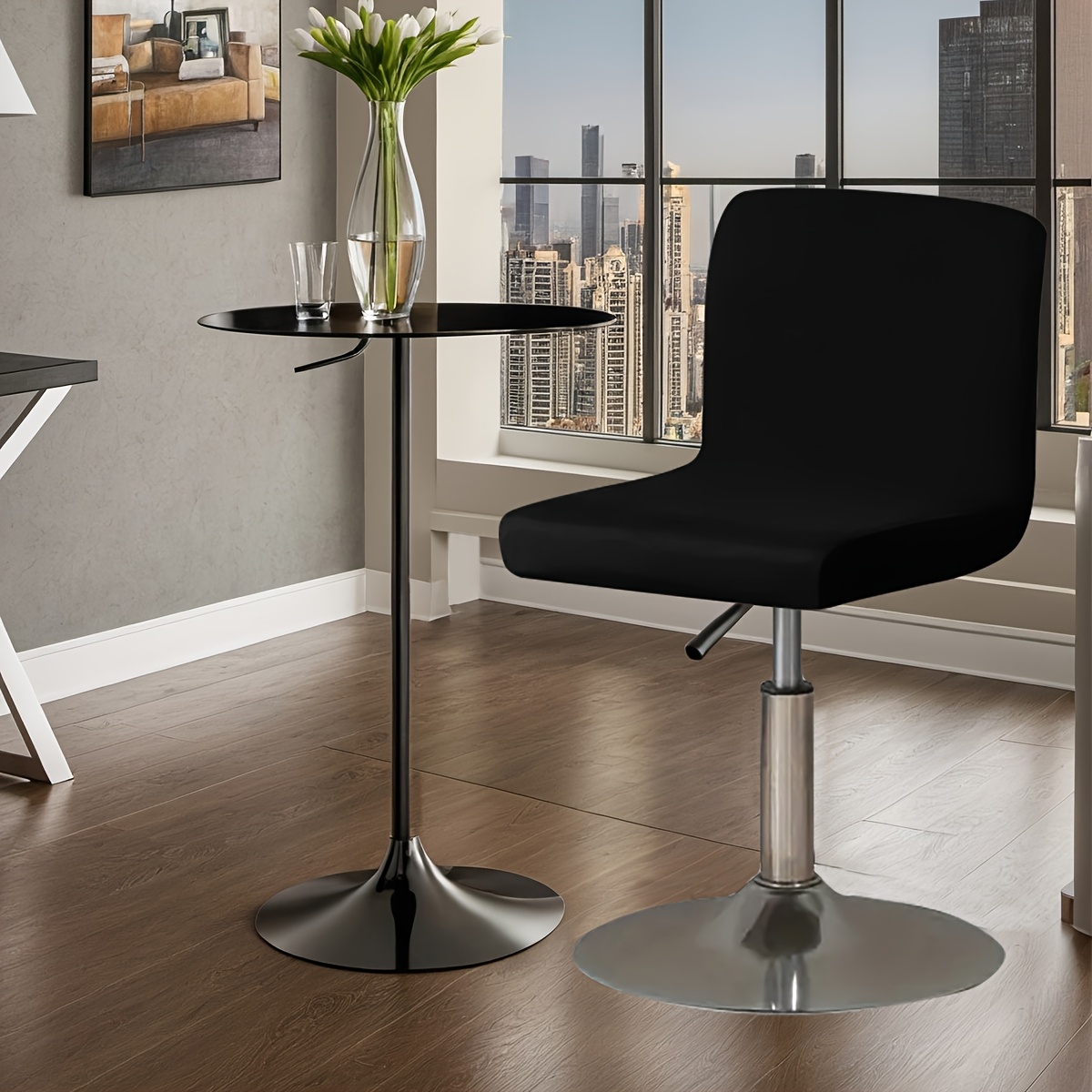 1pc Solid Color Stretchy Y Fiber Fabric Low-back Chair Cover, Suitable For Decorating And Beautifying Low-back Chairs, 120gsm