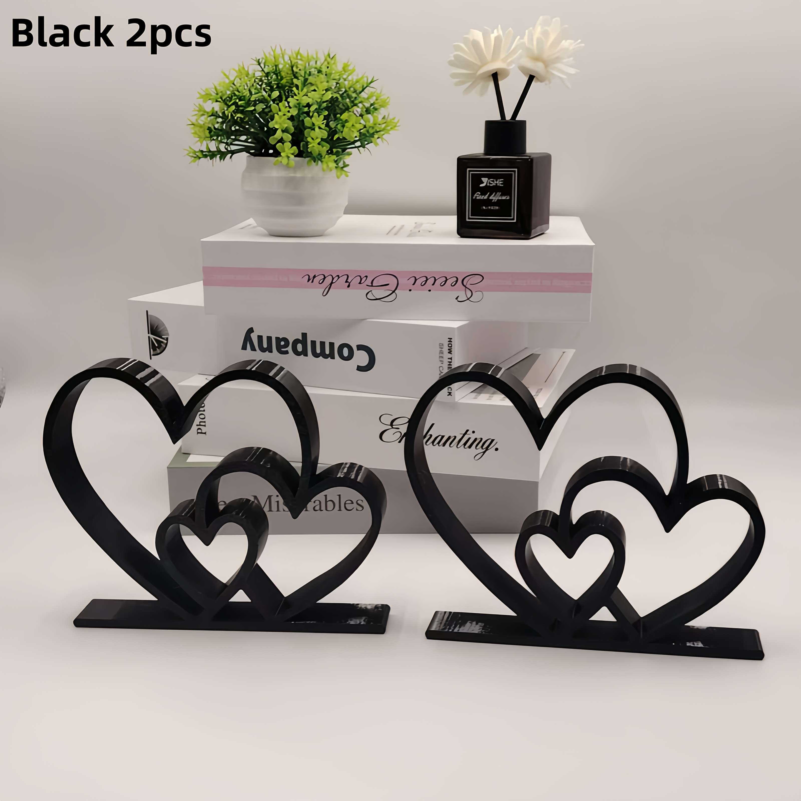 2pcs Statue Set, Minimalist Black And , Love-themed Ornament, 3.94 Inch * 3.15 Inch, Bookshelf Decoration Sculpture, Desktop Decor, Valentine's Day Gift, Present For Gifting, Home Decoration