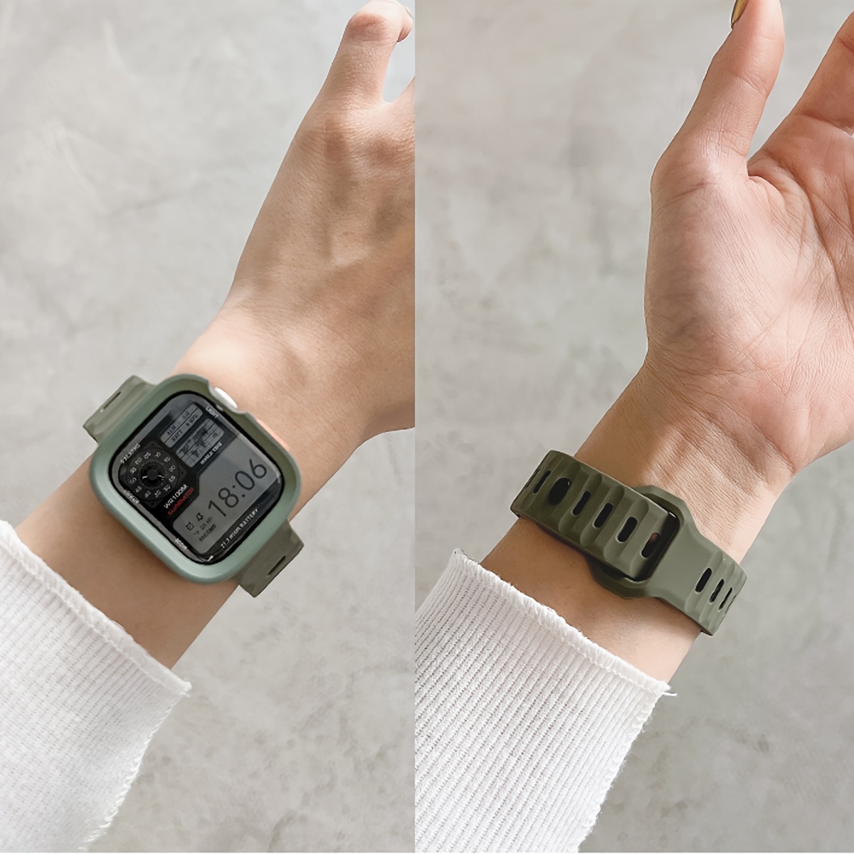 2pcs for Apple Watch Band & Case Combo - Adjustable Silicone Sport Strap with Hollow-Out Soft Protective Cover, Breathable Comfort Fit for Series 1-11/Ultra/SE, 38-49mm, Compatible with 40/41/42/44/45/46/49mm, Durable Protective Case Accessories