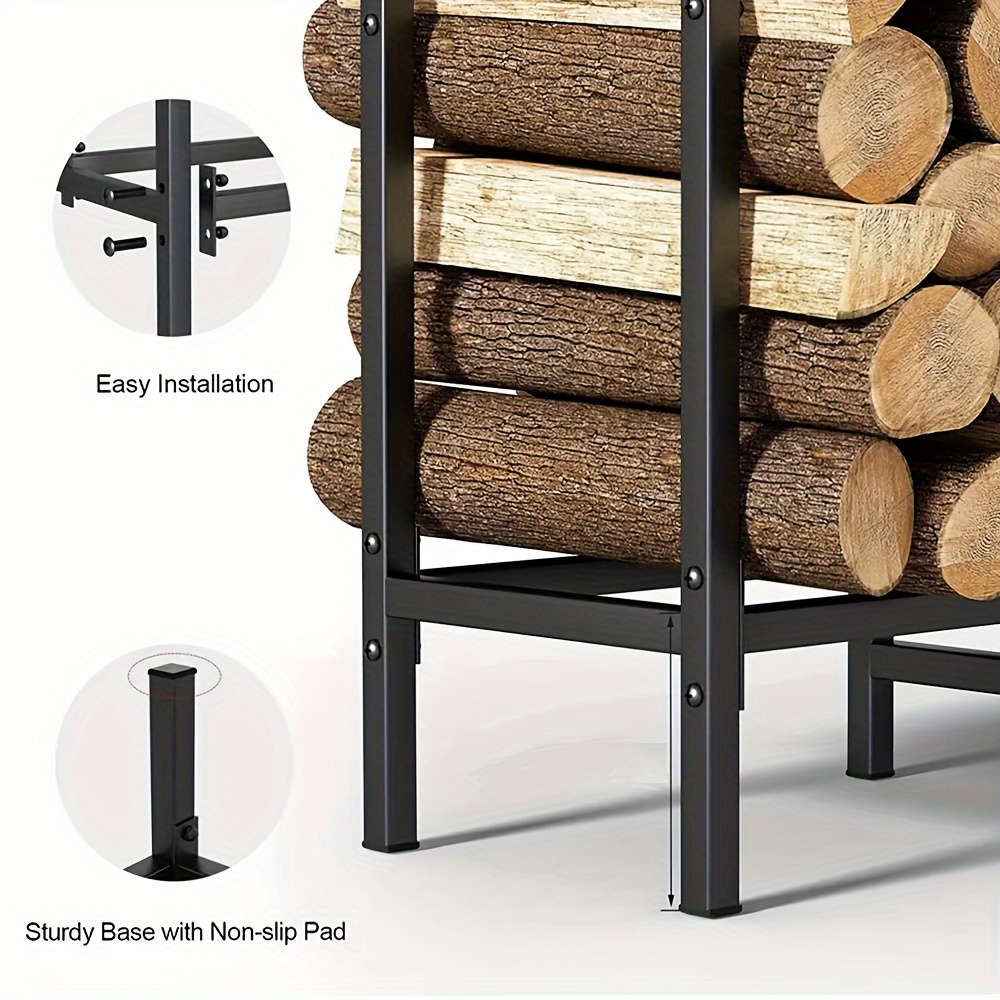 тяжелый огненный стеллаж для дров из металла с регулируемым держателем для хранения дров для использования внутри и снаружи дома органайзер для дров для камина, вмещает 2-7-8 футовых поленьев, пакет из 1 штуки, подробности 8.