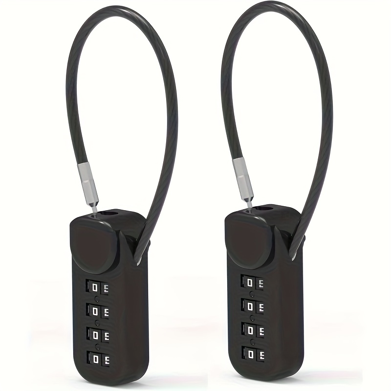 2pcs 4-position Rope Password Lock, Keyless Security Padlock, Password , Compact And Portable, Sturdy And Durable, Suitable For Locking Luggage, Helmets, Storage Cabinets, Backpacks, Doors, Fences