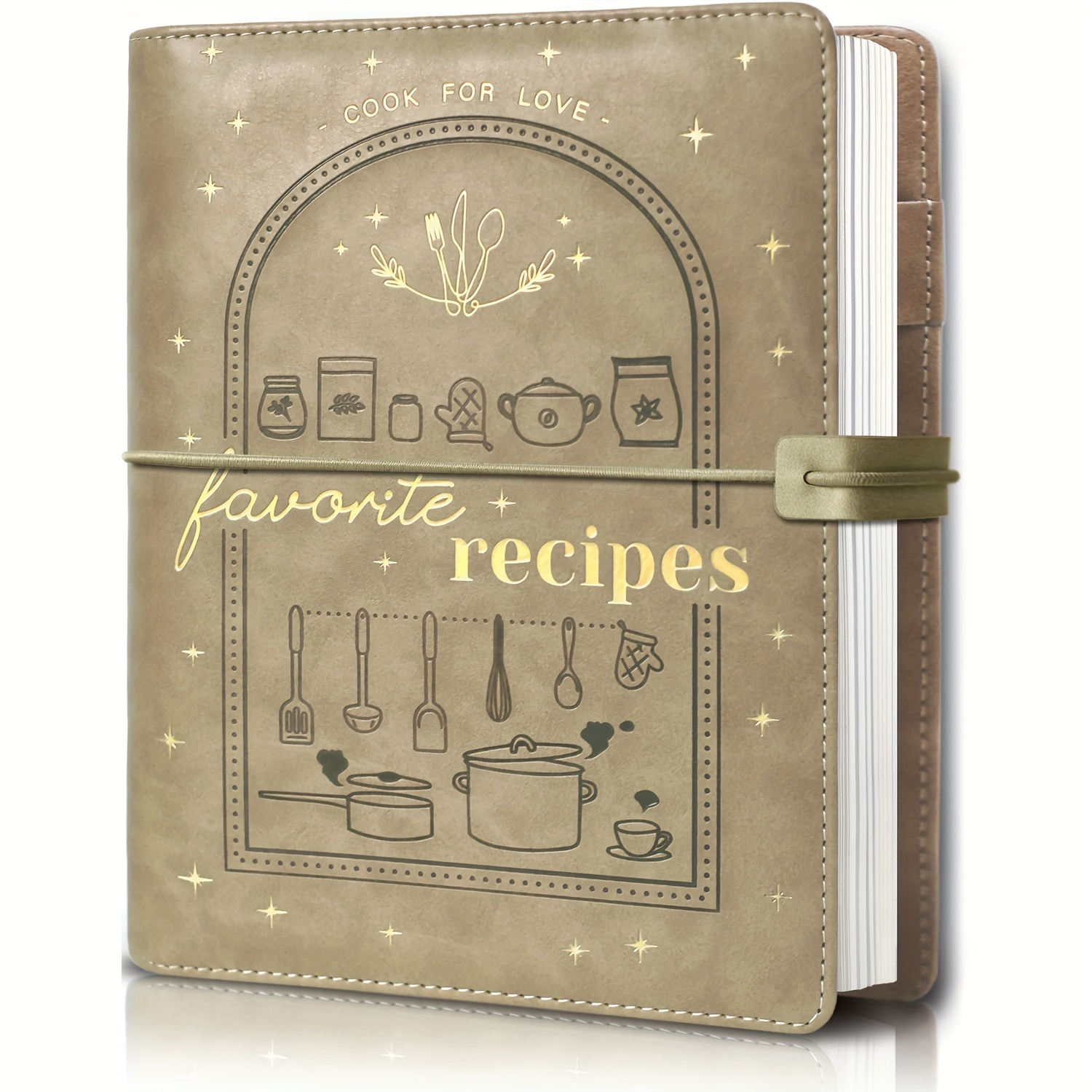 

Waterproof Recipe Book - Blank Cookbook Journal With 204 Pages, Removable Hardcover, Family Recipe Organizer With Openable Spiral Binder