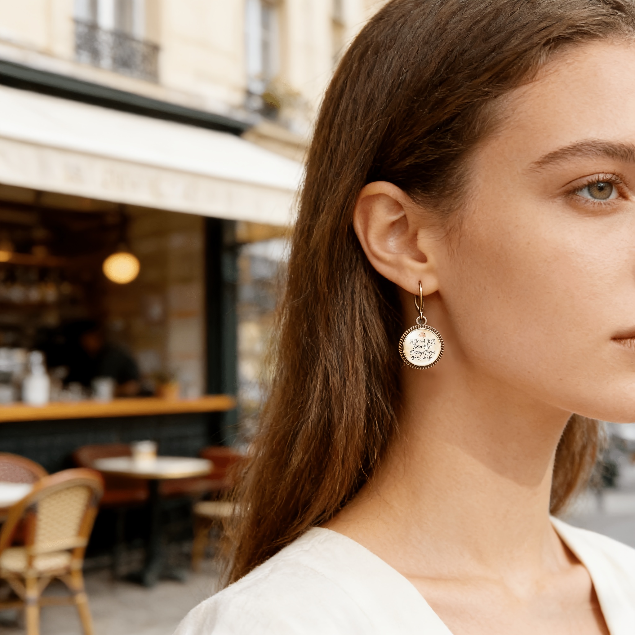 2pcs Cyan Classic Pendant Earrings with Inspirational Text