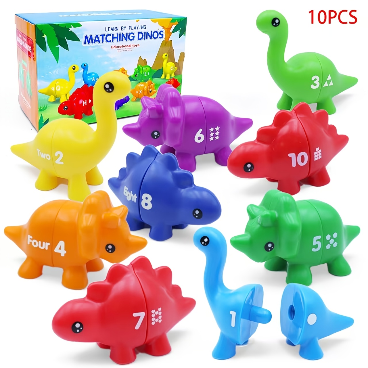 Image of Double-sided Abc Dinosaur Alphabet And Number Matching Toy, Toy, Activity Fine Counting Toy, Classroom Learning Alphabet, Best Dinosaur Theme Party Birthday, Thanksgiving, Christmas Gift