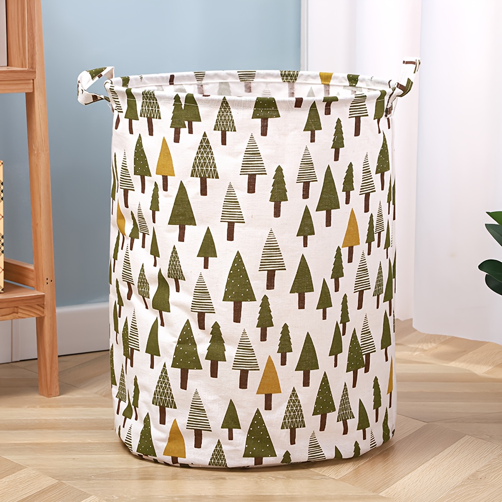 

Foldable Round Fabric Laundry Basket With Tree Pattern - Multifunctional Storage Bin For Toys And Household Items, , Material, Laundry Room Accessories, Laundry Baskets