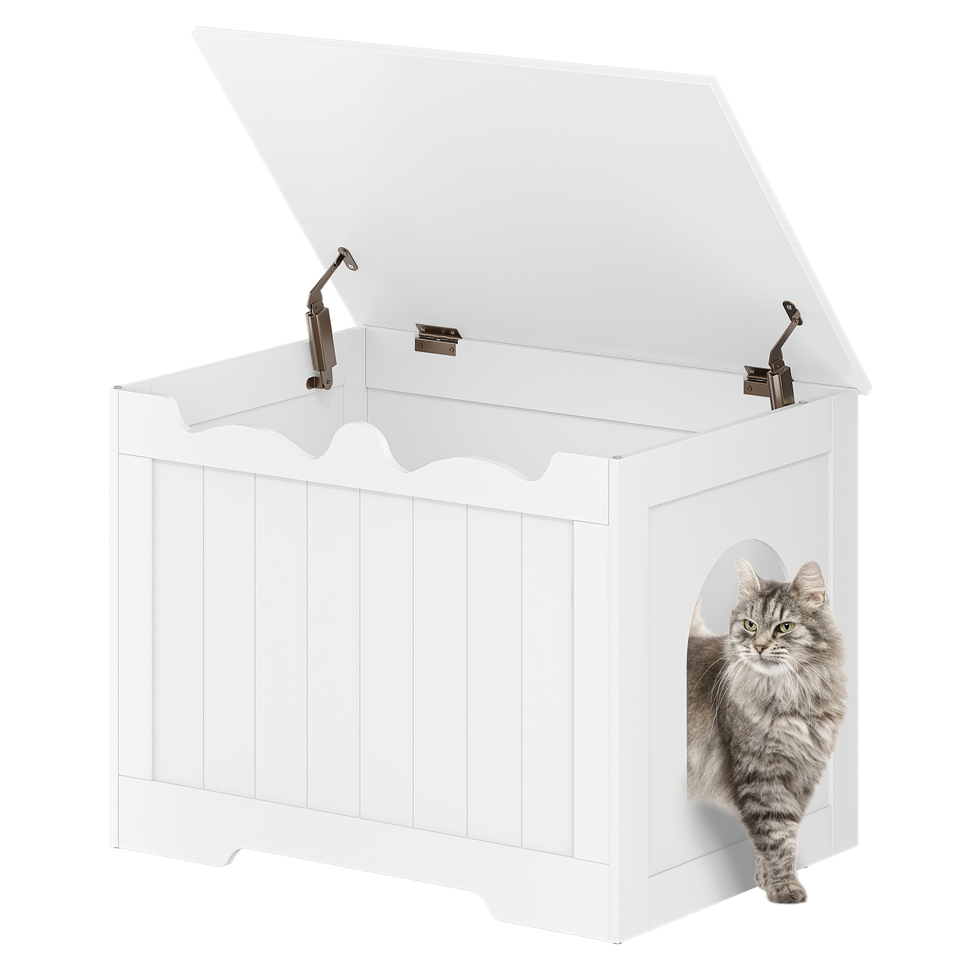 E-shop Katzenmöbel mit Katzentoilette, Top-Opening-Design, für Innenbereich, Abmessungen 70 x 50 x 53 cm, ideal für und Schlafzimmer, in Weiß