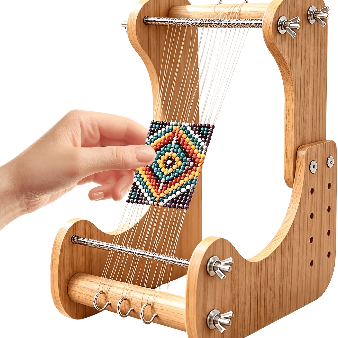 TEMU Tissoirs à perles réglables, outils de fabrication de bijoux, couleur bois naturel, ergonomique, avec instructions d', peuvent utilisés pour des