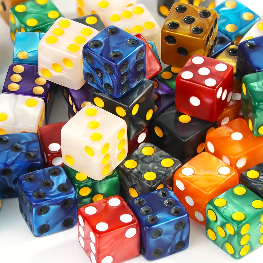 Colorful Right-Angle Pearl-Pattern Dice, Pack of 10