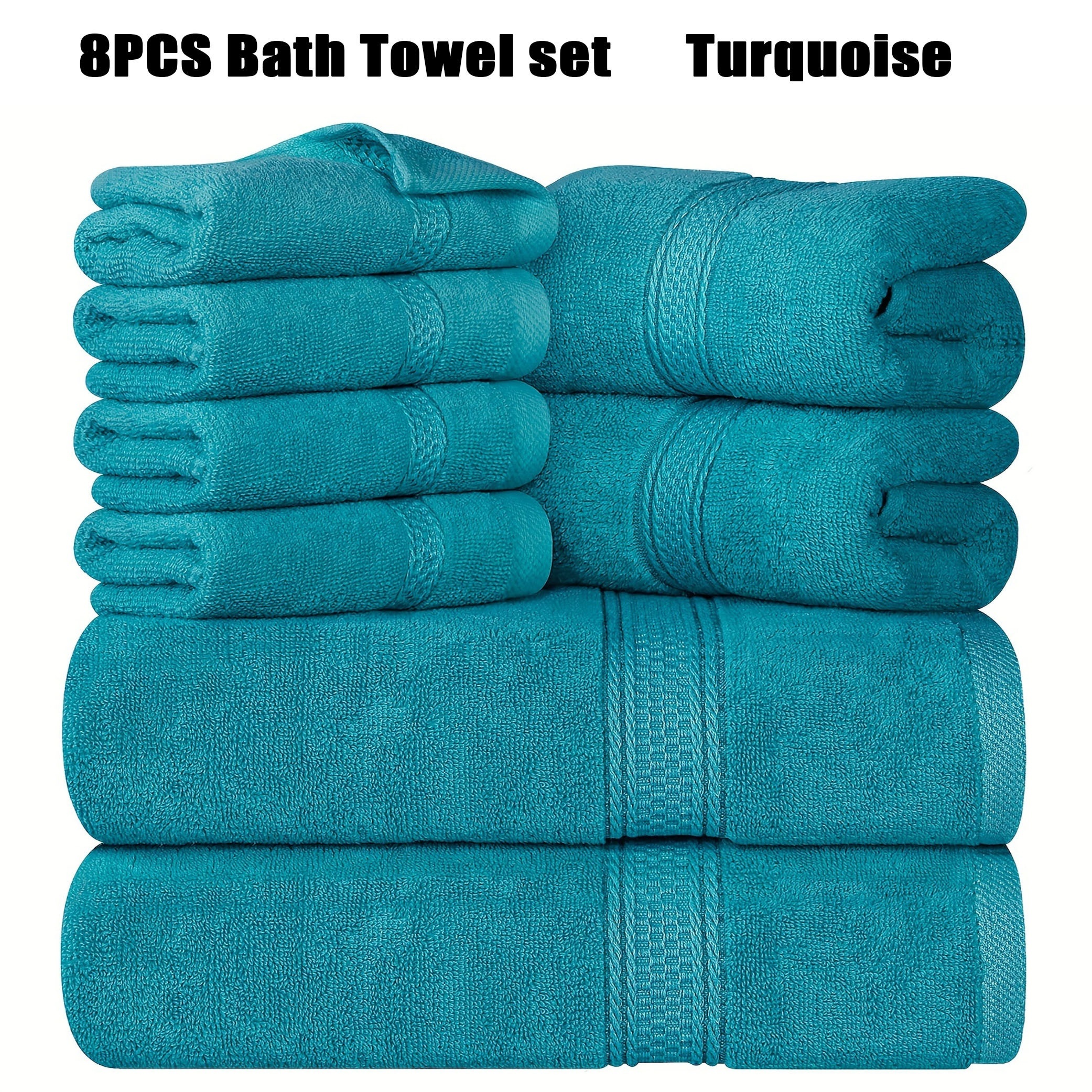 

8 Pcs Bath Towel Set, 2 Bath Towels, 2 Hand Towels, 4 Washcloth, Luxurious, Soft, , Absorption, Quick Drying, Thickened Bathing Towel, Suitable For Home, Hotel, Travel, Fitness, , Etc