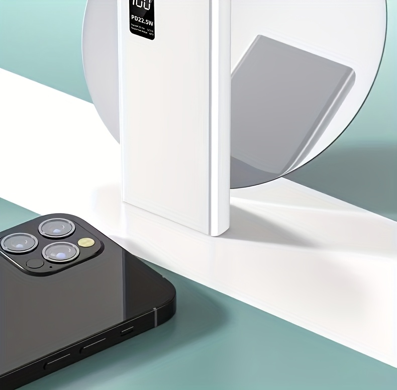 портативный внешний аккумулятор с быстрой зарядкой 10000/ fast charging, 2 usb 3.0 type-  pd4, сверхбыстрая зарядка 22.5w, компактный и     для использования на открытом воздухе, портативный внешний аккумулятор, зарядка на открытом воздухе,   зарядное устройство, высокопроизводительное зарядное устройство, power bank Детали 1