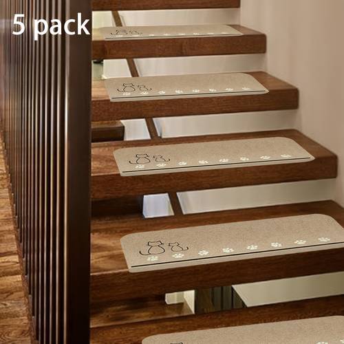 5 in the dark cat stair treads non slip noise reducing rugs with paw print design for wooden steps self safety mats for pets elders durable indoor stair carpet rugs antislip treads decorative stair mats self rugs stair treads non slip