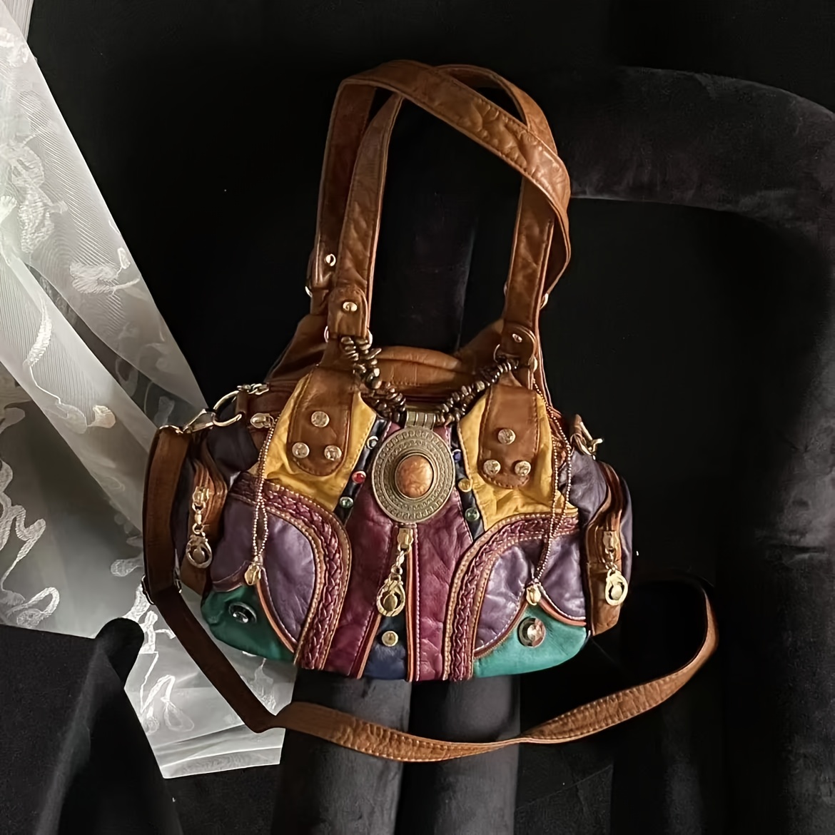 Image of Women' Vintage Handbag With Color- (), Large Capacity Multi-compartment Shoulder Bag Suitable For, Travel, - Handbag For Women, Stylish & Organized
