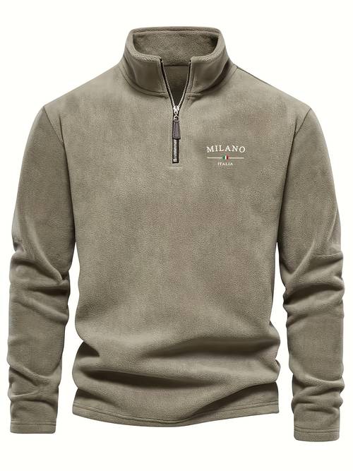 autumn winter mens fleece thickened henley stand up collar sweatshirt 1 4 zip warm top reversible fleece jacket