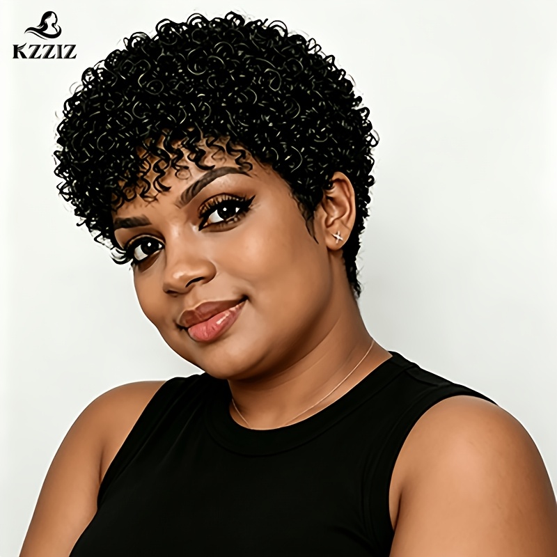 TEMU Real Human Hair Cut Afro Curly/kinky Wigs Suitable For - 200% Density Glueless Wig, Lightweight Breathable Hairpiece For Daily Wear, Cosplay &