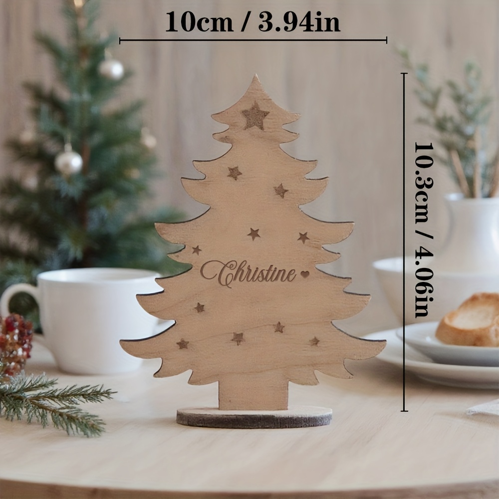 TEMU Segnaposto Personalizzati ad Albero di Natale in Legno, Adatti per Natale, Decorazioni Natalizie, Ornamenti Natalizi da Appendere, Etichette