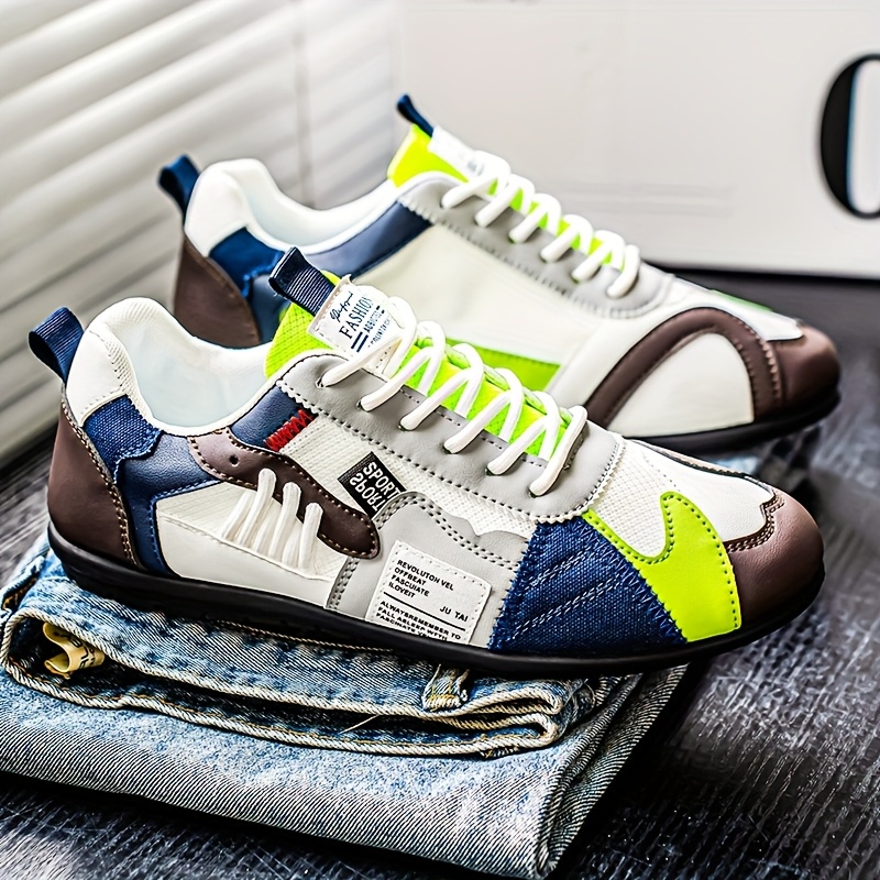 Tenis ligeros y transpirables para hombre zhenyuezu, de caña baja con cordones y suela antideslizante de PVC, diseño en bloques de colores vibrantes, ideales para senderismo, uso diario y estilo urbano casual, regalo de Navidad duradero y elegante