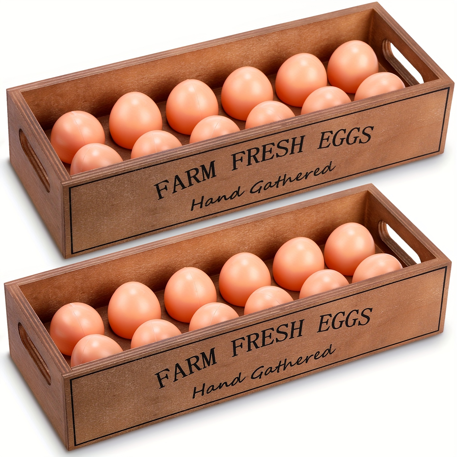 TEMU 4/2pcs, Rustic Wooden Egg Crates,egg Storage Box, Stackable Country Storage Boxes, Can Hold 48 Fresh Eggs, With Handles, Country Decoration,