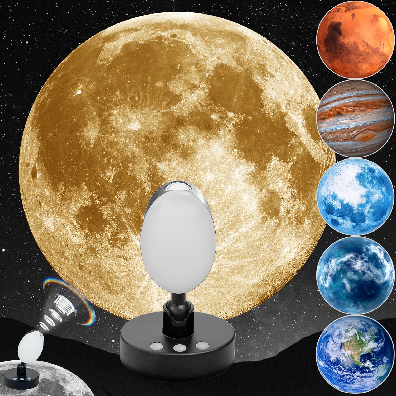 projector lamp with 6 hd space patterns led multifunctional night light with color changing and rechargeable features push button control tabletop decorative lamp for room wall and ceiling decoration ideal gift details 5