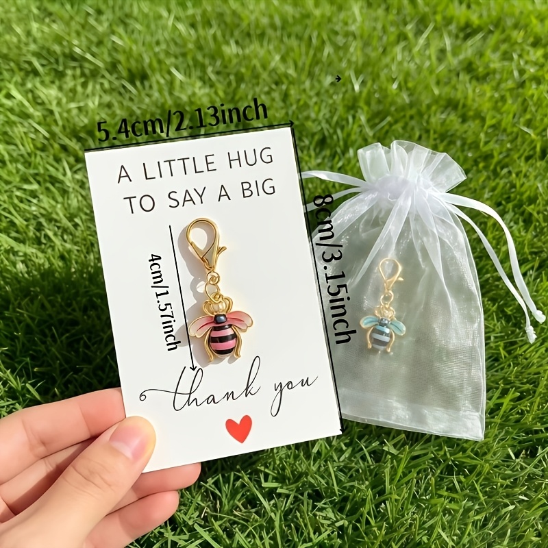 60pcs Random Color Cute Bee Enamel Keychain Set