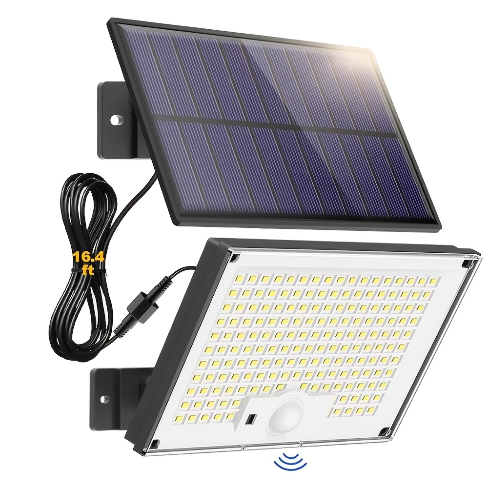TEMU Lampes solaires d'extérieur, 172 LED, 3 , détecteur de mouvement séparé, lampes solaires d'extérieur avec télécommande, lampes solaires