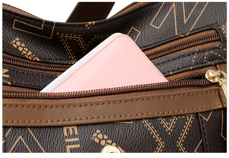 2024 new womens genuine textured printed shoulder bag a multi layer large capacity soft crossbody bag for moms Product details 16