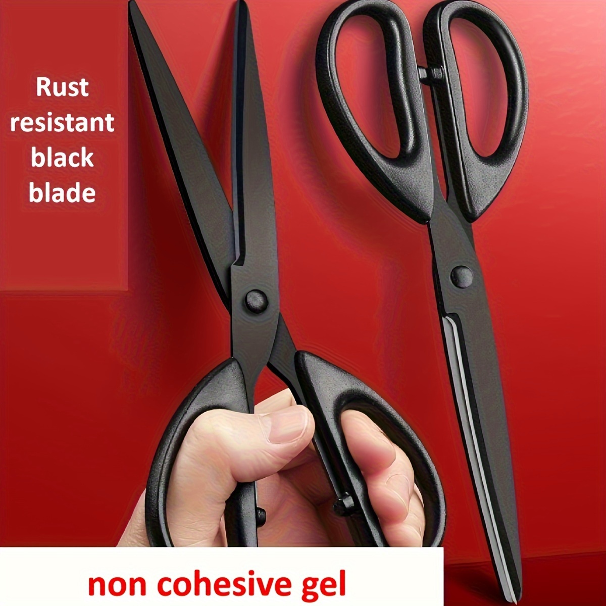 

Versatile Black Blade Scissors - Portable, Non-adhesive For Office, Home & Crafts