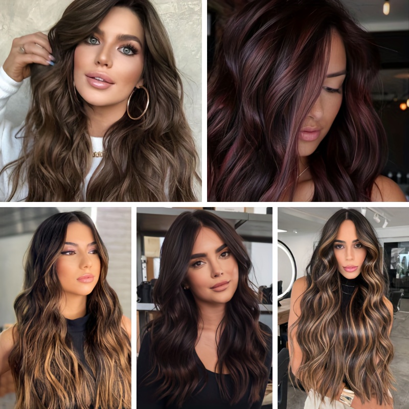 womens long wavy hair extensions 6pcs long curly strands 20inch high temperature fiber in brown with blonde highlights and dark brown synthetic hair adds volume to hair suitable for daily wear high   extensions details 5