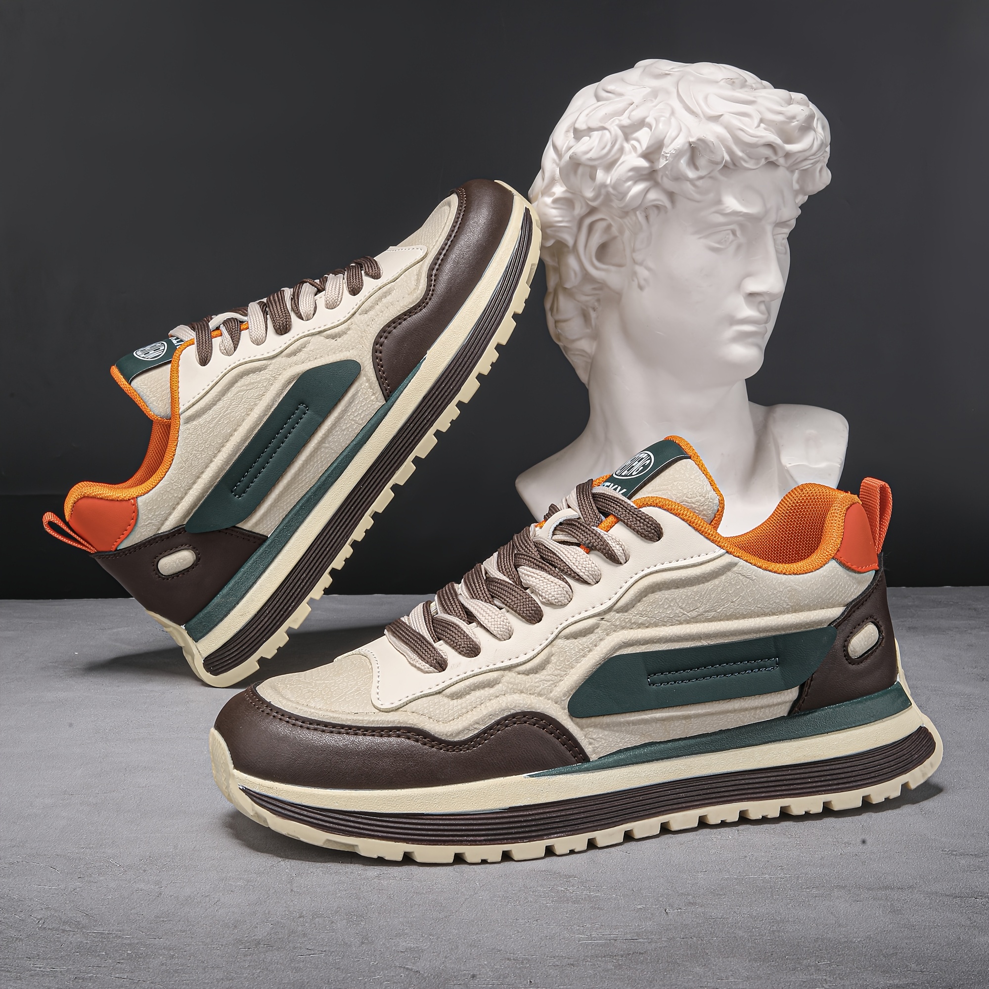 Image of New 2025 Men's Lace-up Thick-soled Sneakers In A Color-, Perfect For Casual Sports
