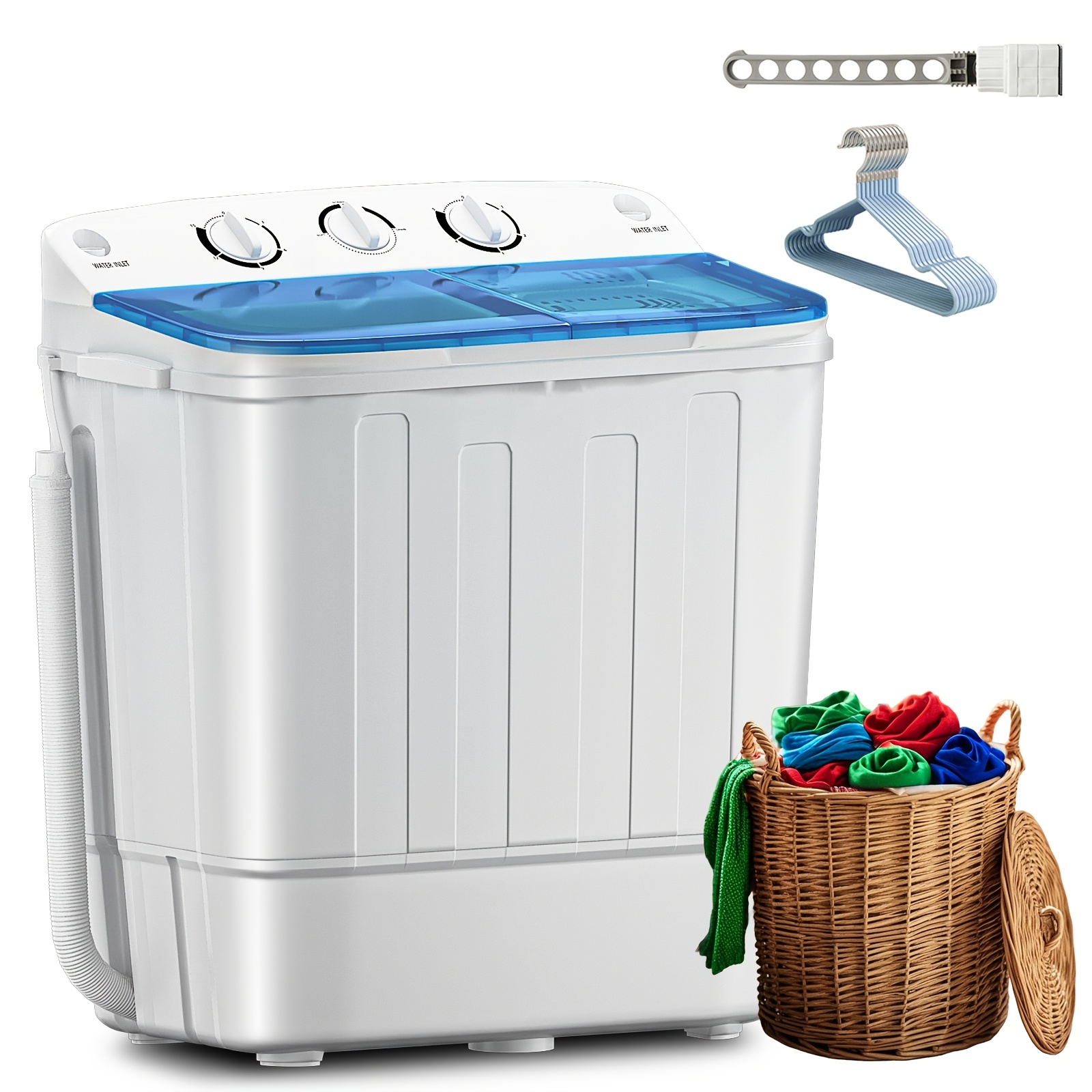 

18lbs Washing Machine With Drying Rack, 11lbs Washer Mini Compact Laundry Machine And 7lbs Spinner, And For Dorms, Apartment