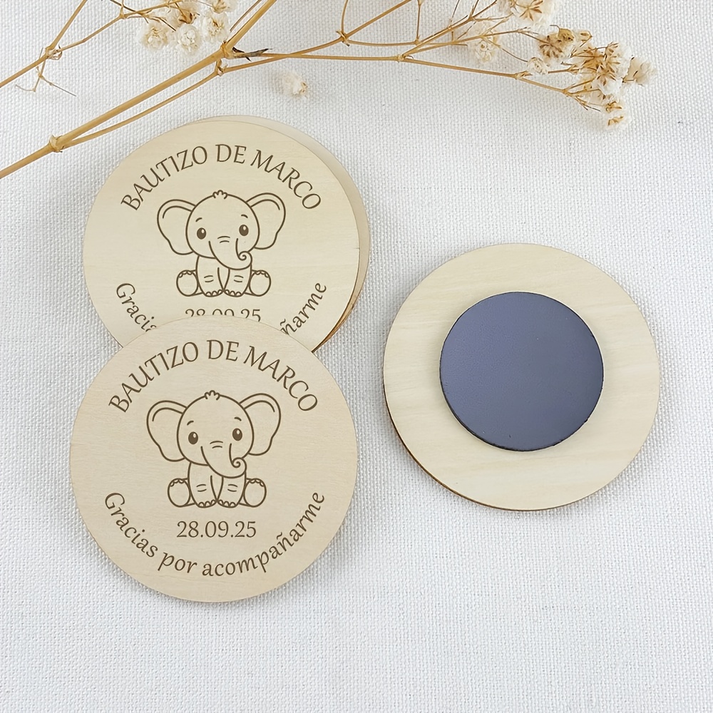 Custom Personalized Wooden Zoo Animal Magnet for Baptism