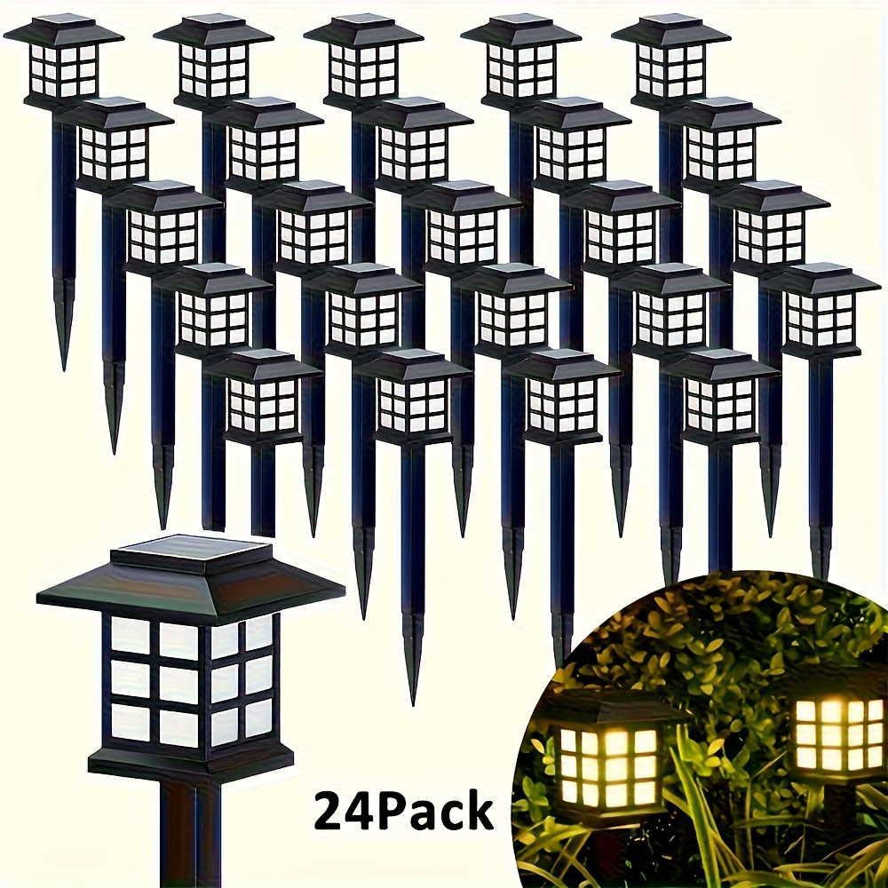 TEMU 24/12-pack Solar Outdoor Lights, Waterproof Lights, Led Landscape Lighting Solar Garden Lights For Footpaths, Driveways, Courtyards, And Lawns -