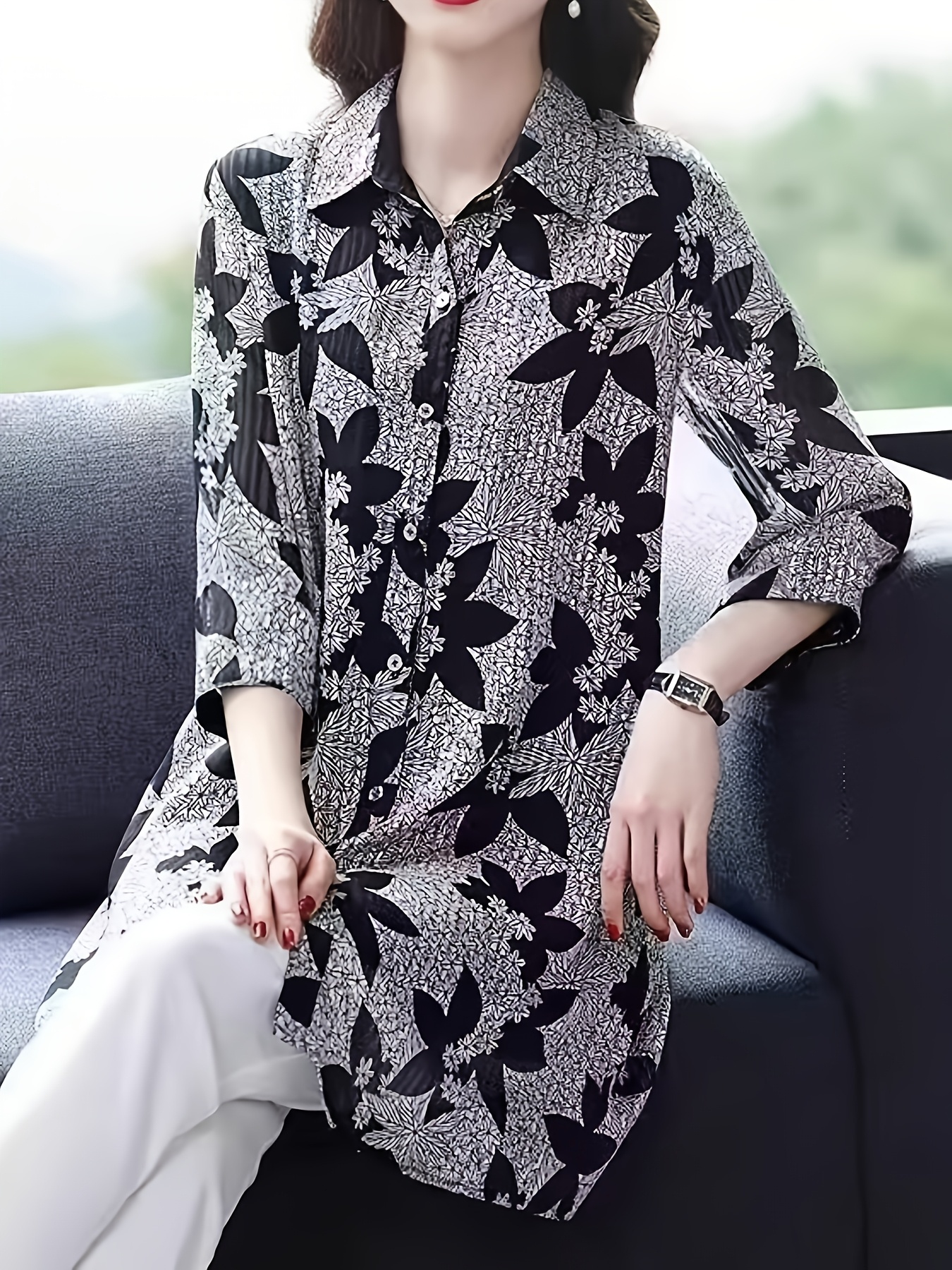 elegante estilo americano moda floral estampada Temu Dominican